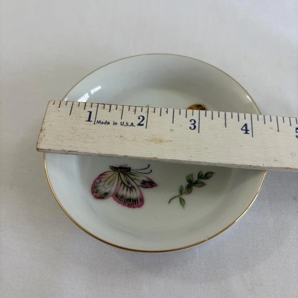 Vintage LJ of Japan Porcelain Butterfly Cup & Saucer Set‎ Gold Rim Lion Paw Feet